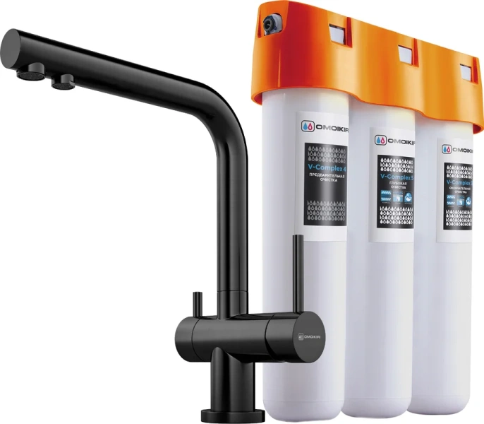 Смеситель для кухни Omoikiri Nagano-GM + Pure drop Lite вороненая сталь 4179.8028 Hanex