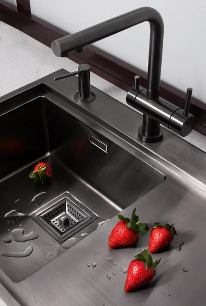 Смеситель для кухни Omoikiri Nagano-GM + Pure drop Lite вороненая сталь 4179.8028 Hanex