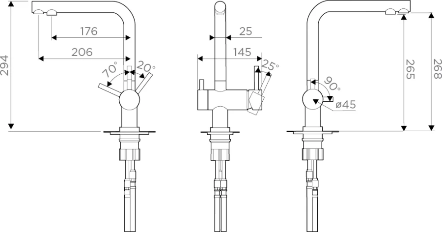 Смеситель для кухни Omoikiri Nagano-GB + Pure drop Lite графит 4284.8028 Hanex