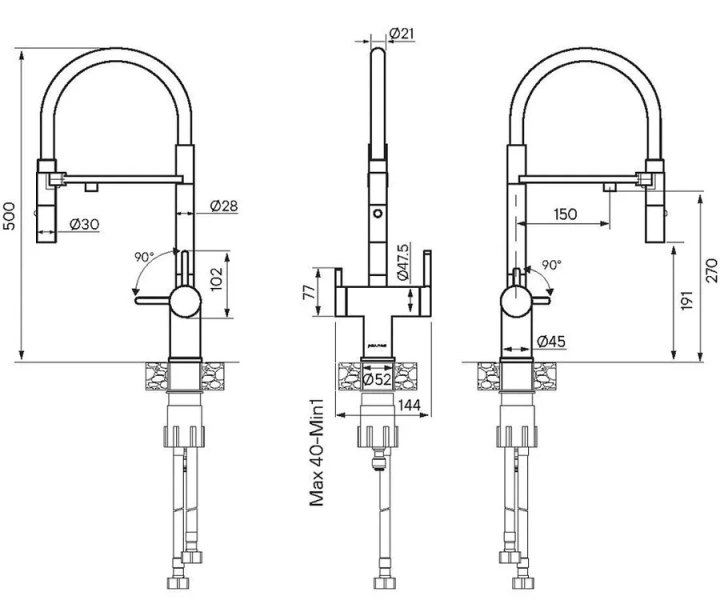 Смеситель для питьевой воды Paulmark Gravity вороненая сталь Gr213888-GM Hanex