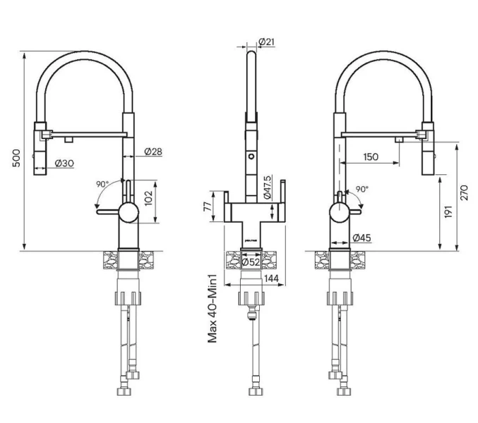 Смеситель для питьевой воды Paulmark Gravity золото Gr213888-G Hanex