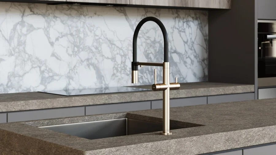 Смеситель для кухни Boheme Uno c краном для питьевой воды matt gold 115-MG Hanex