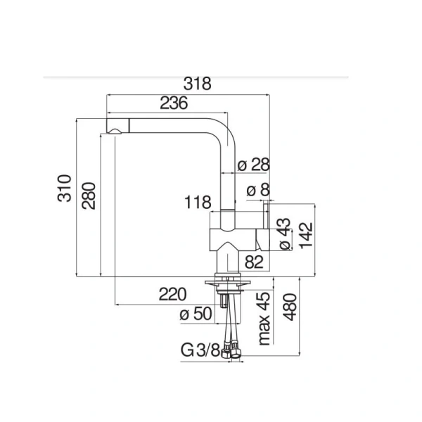 Смеситель для кухни Nobili Live LV00113 с поворотным изливом Hanex