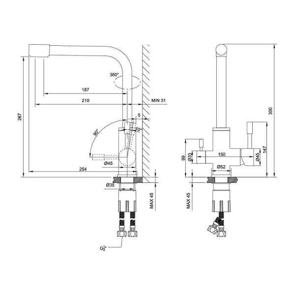Смеситель для питьевой воды Lemark Expert с подключением к фильтру с питьевой водой золотой LM5061LGN Hanex