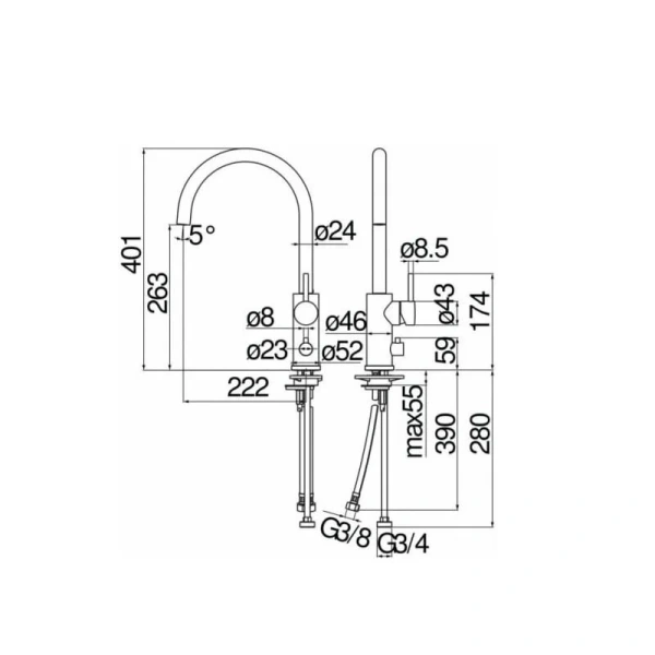 Смеситель для кухни Nobili Live хром LV00113/10CR Hanex
