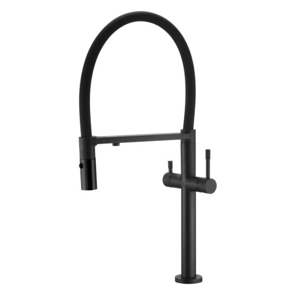 Смеситель для кухни Boheme Uno c краном для питьевой воды черный матовый 115-B Hanex