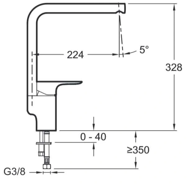 Смеситель для кухни Jacob Delafon Aleo E72360-CP глянец Hanex