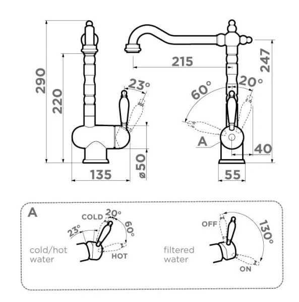 Смеситель для кухни Omoikiri Kyoto 2 Plus-AB античная латунь 4994349 Hanex