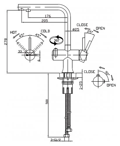 Смеситель для кухни Omoikiri Hotaru-B вороненая сталь/голубой 4994029 Hanex