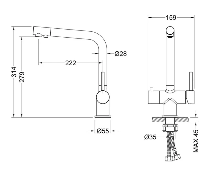 Смеситель для питьевой воды Timo Saona черный матовый 2396/03F Hanex