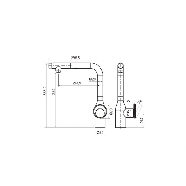 Смеситель для кухни Paulmark Urban Ur213104 с выдвижным изливом Hanex