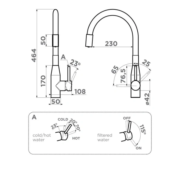 Смеситель для кухни Omoikiri Yatomi 2 Plus 4994 с гибким изливом Hanex