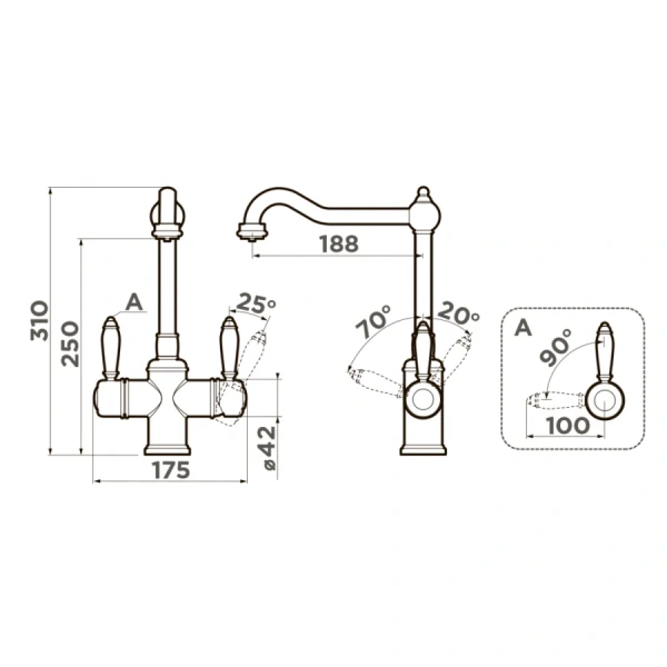 Смеситель для кухни Omoikiri Tottori 49940 с переключением на питьевую воду Hanex