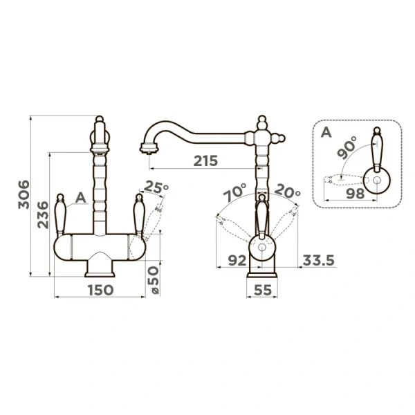 Смеситель для кухни Omoikiri Amagasaki-АB античная латунь 4994292 Hanex