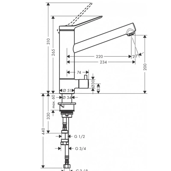Смеситель для кухни Hansgrohe Zesis M33 хром 74808000 Hanex