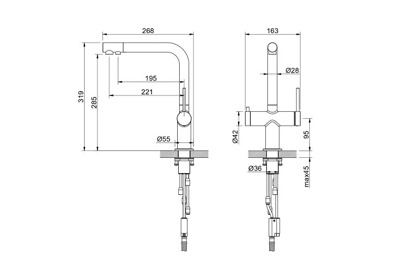 Смеситель для питьевой воды Акватек Европа оружейная сталь AQ1385BGM Hanex