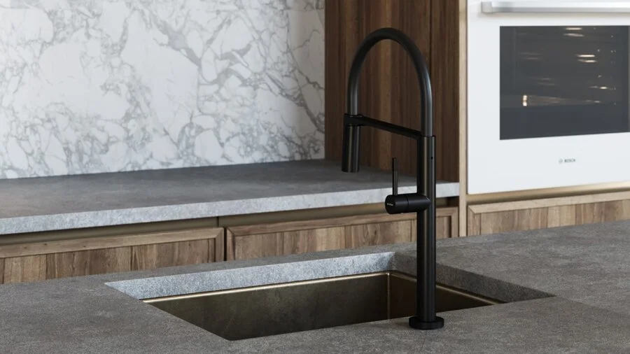 Смеситель для кухни Boheme Uno черный матовый 114-B Hanex