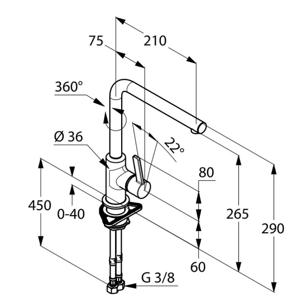Смеситель для кухни Kludi L-ine хром 408030575 Hanex
