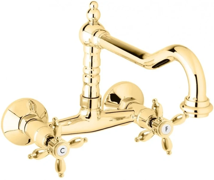 Смеситель для кухни Cezares Nostalgia золото 24 карат NOSTALGIA-LLP-03/24 Hanex
