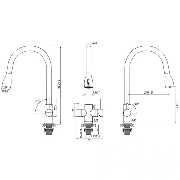 Смеситель для кухни Paulmark Lange La214212 с выдвижным изливом Hanex