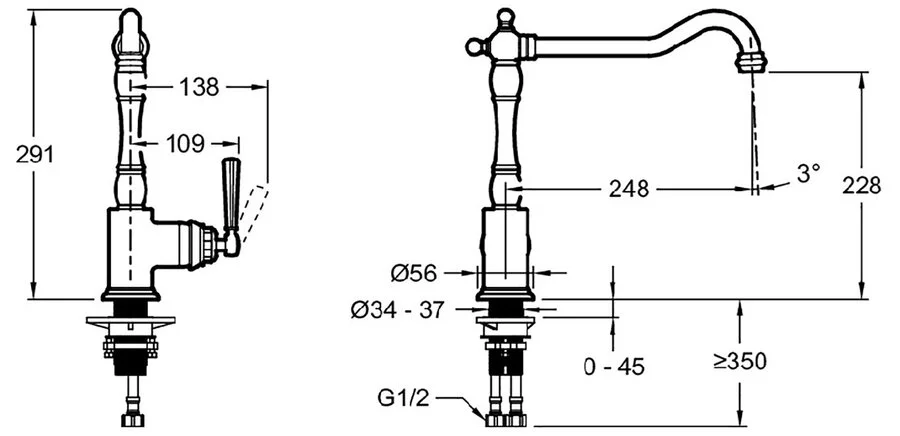 Смеситель для кухни Jacob Delafon Cleo 1889 хром E24317-CP Hanex