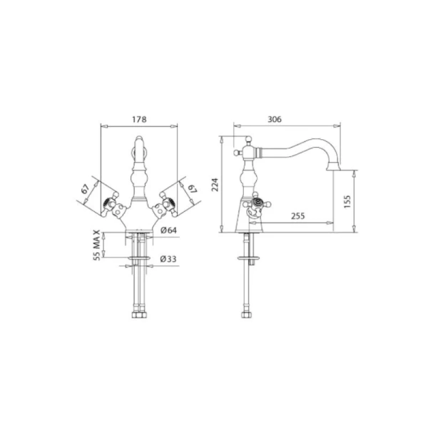 Смеситель для кухни Migliore Arcadia 18 декорированный Hanex