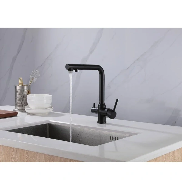 Смеситель для кухни Abber Emotion черный матовый AF8814B Hanex