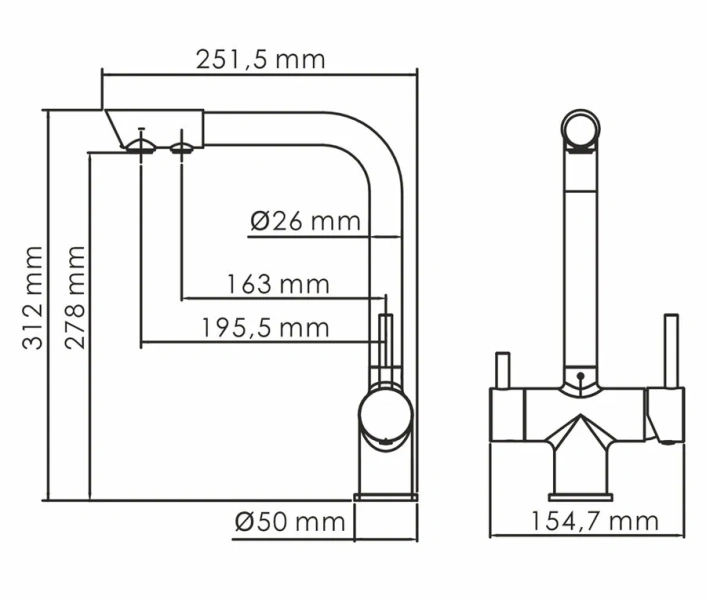 Смеситель для кухни WasserKRAFT A83 под фильтр Hanex