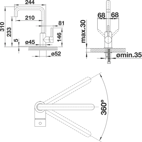 Смеситель для кухни Blanco Mili алюметаллик 525107 Hanex
