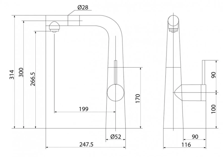Смеситель для кухни IDDIS Pure черный PURBLPFi05 Hanex