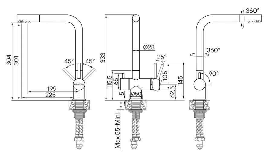 Смеситель для кухни Paulmark Skalen Sk213020 с возможностью подключения фильтра питьевой воды Hanex