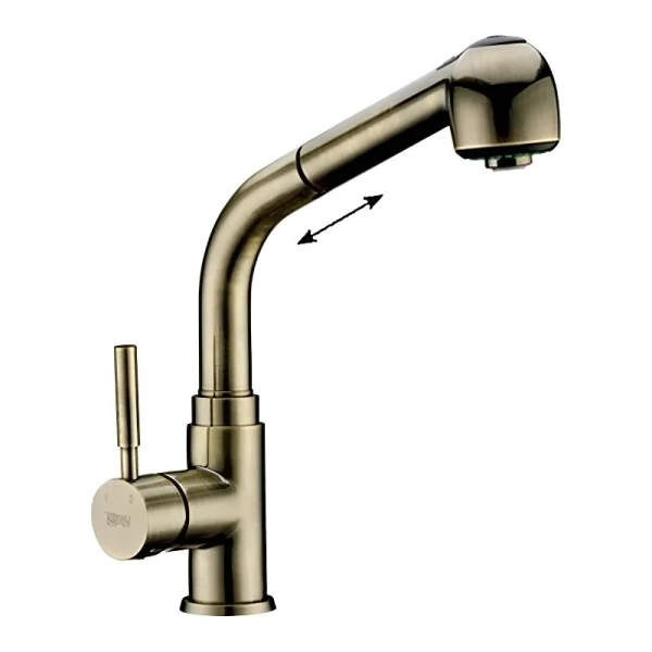 Смеситель для кухни WasserKRAFT светлая бронза, с выдвижной лейкой A8237 Hanex