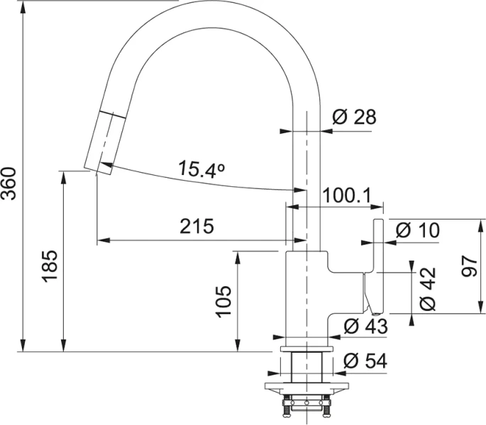 Смеситель Franke Lina с выдвижным шлангом 115.0626.057 Hanex