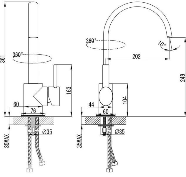 Смеситель для кухни Ravak Freedom хром X070090 Hanex