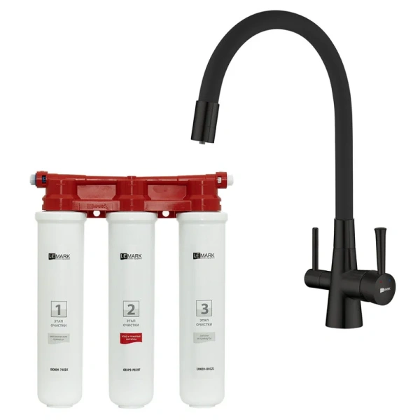 Смеситель для питьевой воды Lemark Comfort с гибким изливом черный LM3075BL085 Hanex