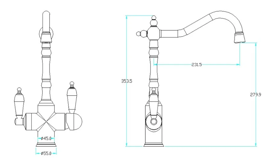 Смеситель для кухни Boheme Kitchen 11 с краном для питьевой воды Hanex