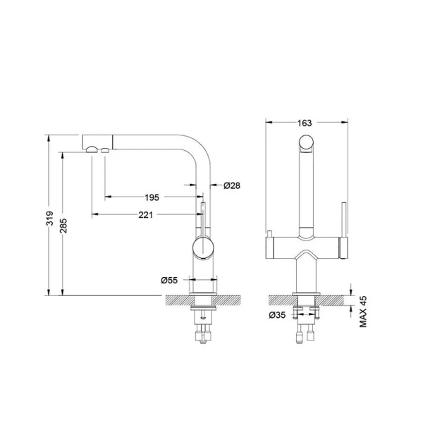 Смеситель для кухни Акватек Европа хром AQ1385CR Hanex