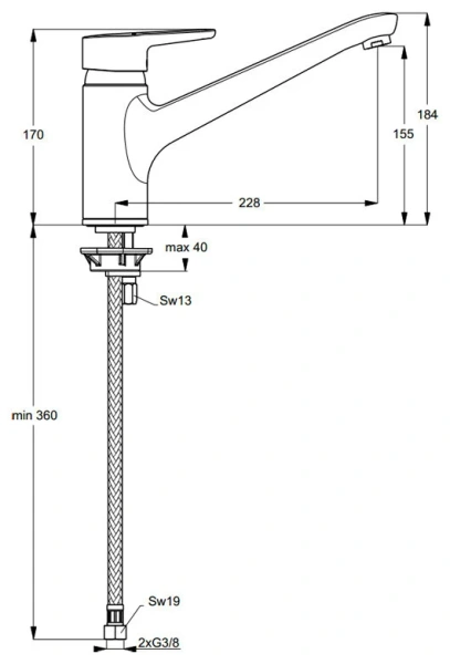 Смеситель для кухни Ideal Standard Connect Blue однорычажный B9931AA