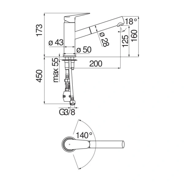 Смеситель для кухни Nobili Blues с вытяжным изливом BS101117CR