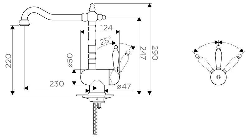 Смеситель для кухни Omoikiri Kyoto-SI античное серебро 4994297