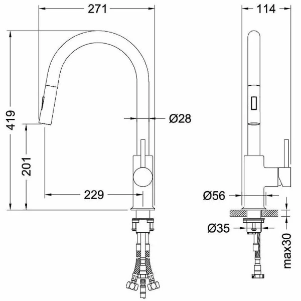Смеситель для кухни Акватек Европа черный AQ1384MB