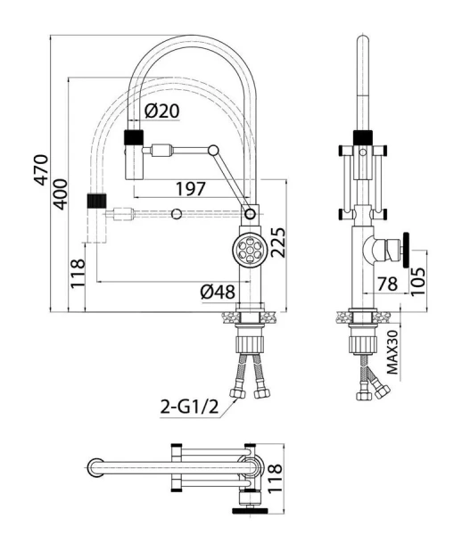 Смеситель для кухни IDDIS Grange с гибким изливом