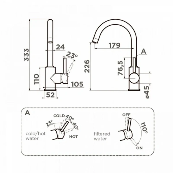 Смеситель для питьевой воды Omoikiri Shinagawa 2 Plus Bl черный 4994403