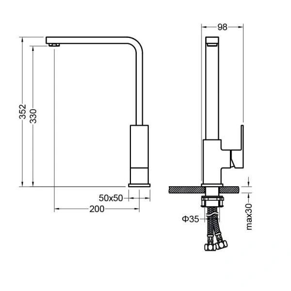 Смеситель для кухни Акватек Либра черный AQ1680MB