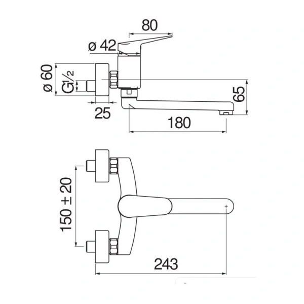 Смеситель для кухни Nobili Blues настенный BS101115CR