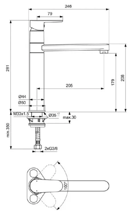 Смеситель для кухни Ideal Standard Cerafine O BC501 с поворотным изливом