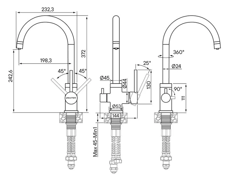 Смеситель для кухни Paulmark Essen ES213211 с возможностью подключения фильтра питьевой воды