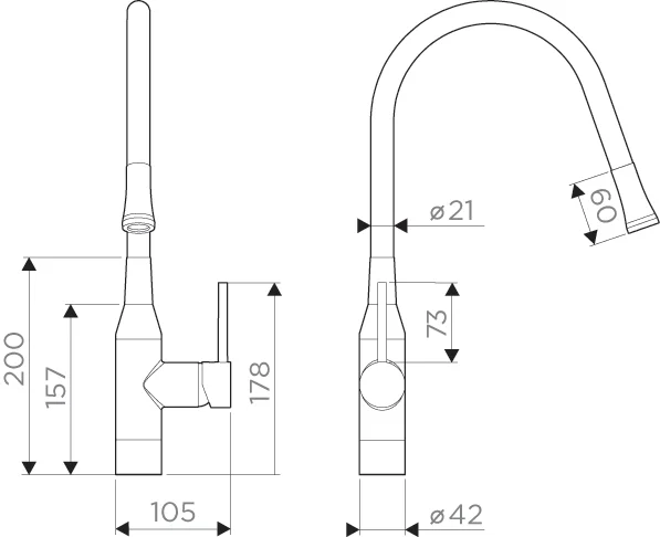 Смеситель для кухни Omoikiri Yatomi-BN-R нержавеющая сталь/красный 4994248