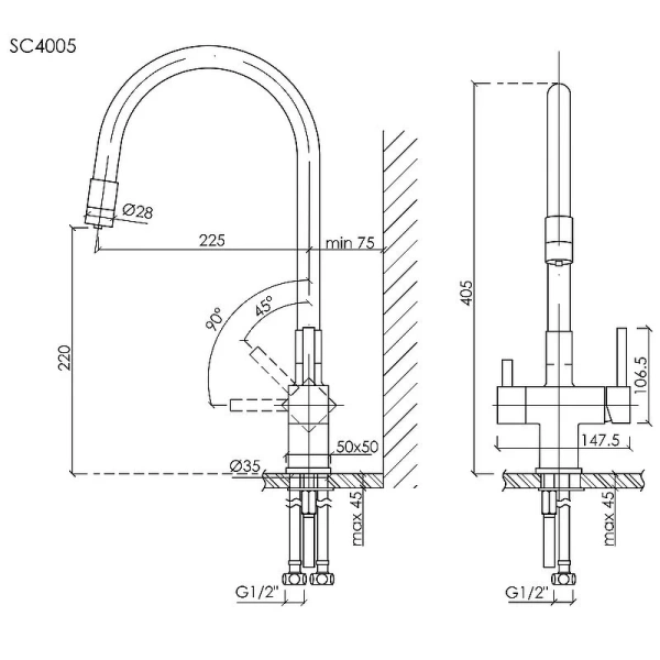 Смеситель для кухни Sancos Arno черный матовый SC4005MB
