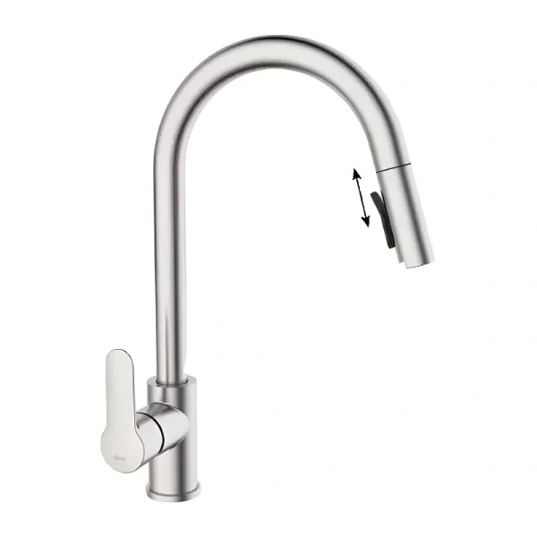 Смеситель для кухни IDDIS Cuba с выдвижным изливом сталь CUBSTP0i05